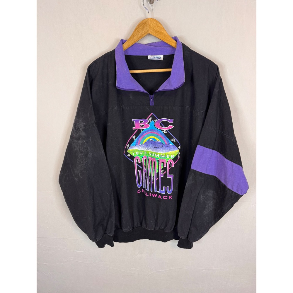 Vintage‎ Wilson Sport 1993 Summer BC Games Chilliwack Quarter Zip Jacket Mens L